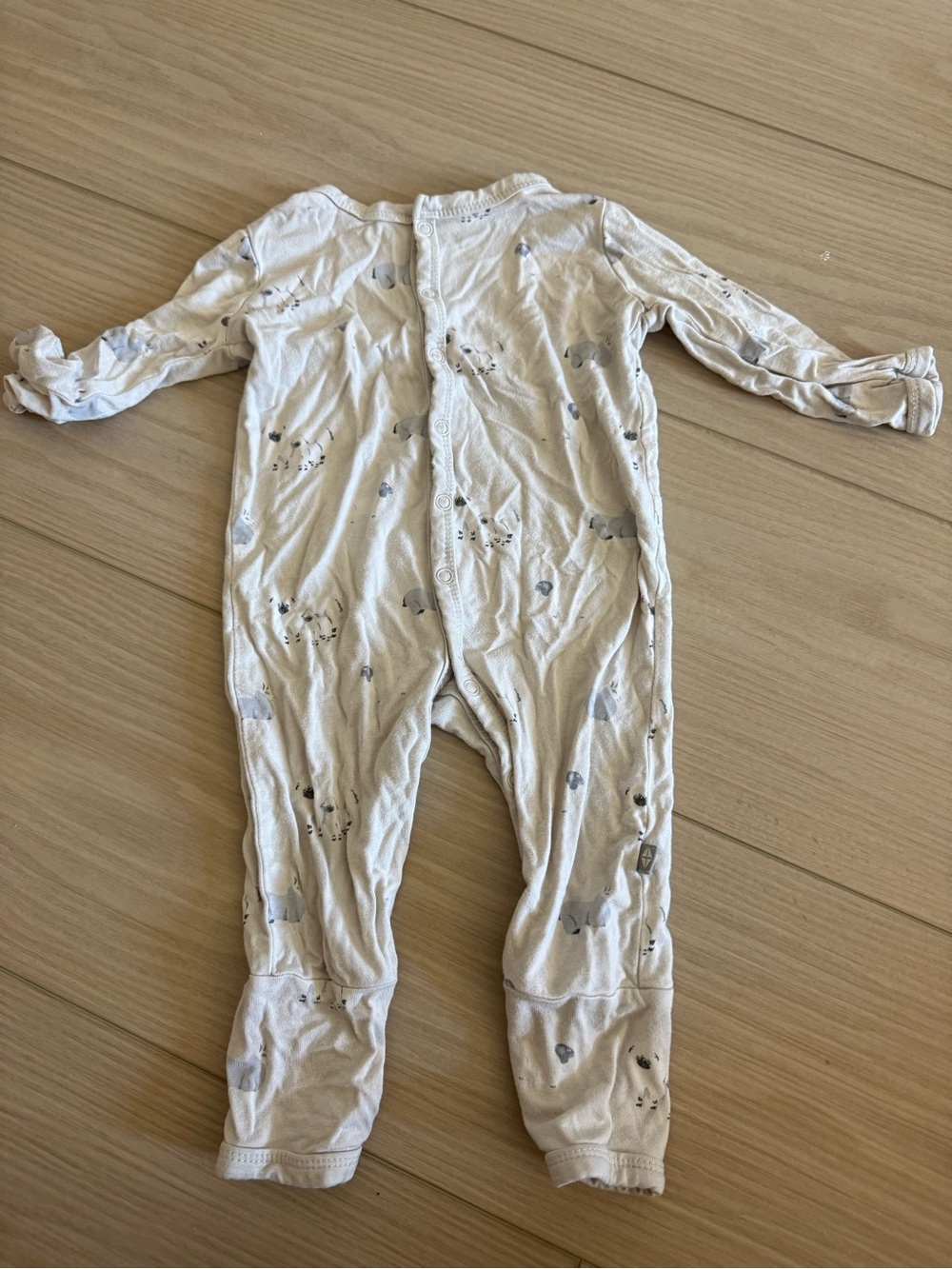 Kyte BABY White One-Piece Bodysuit with Light Gray Animal Prints